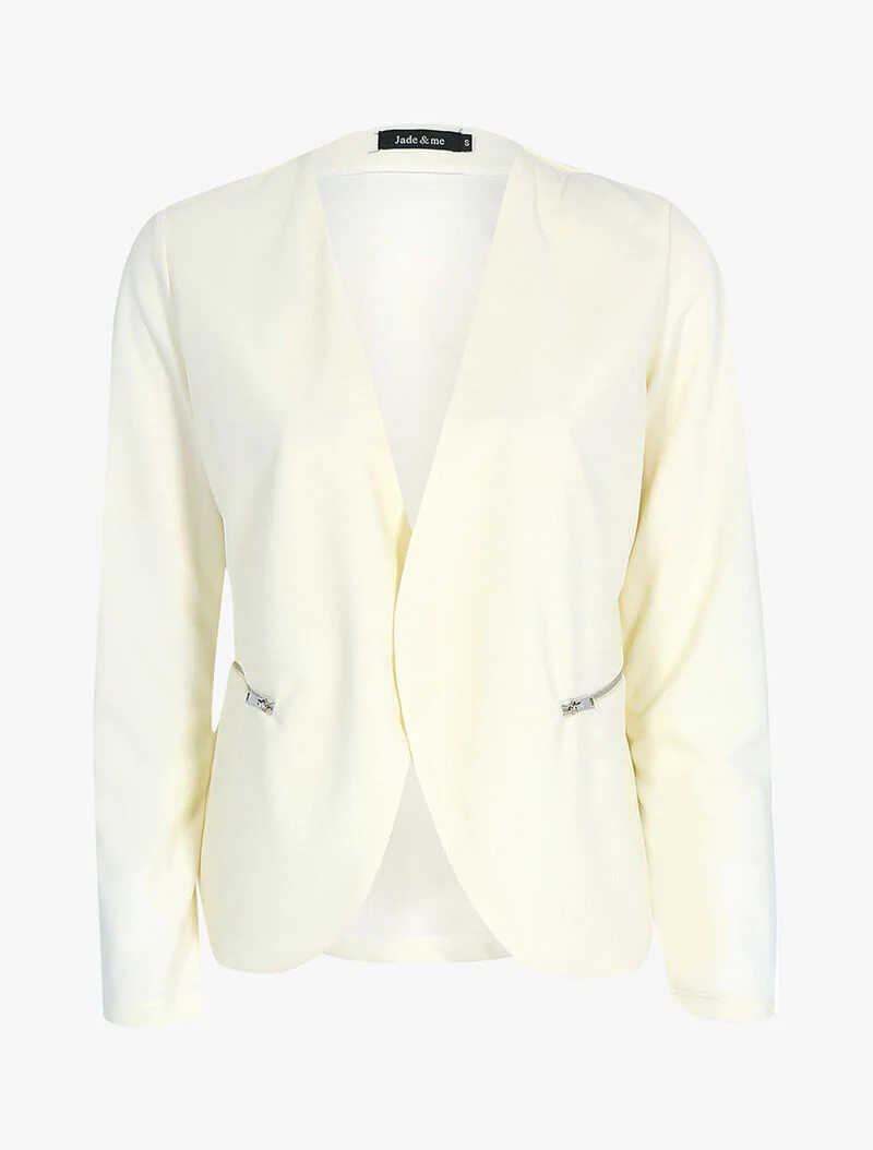 Open jas met ritszakken - beige