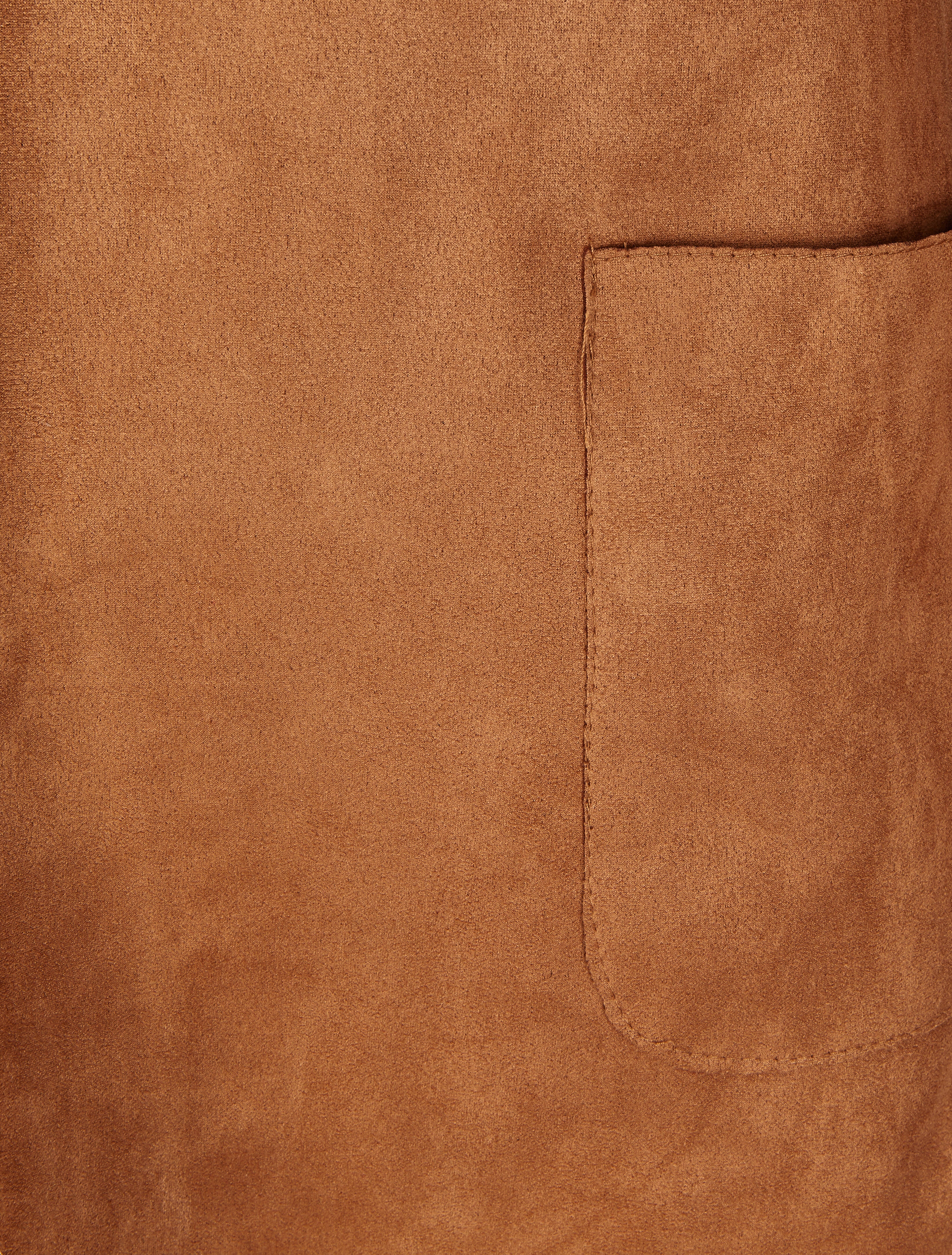 Halflange open jas in suèdine - Camel - Image 3