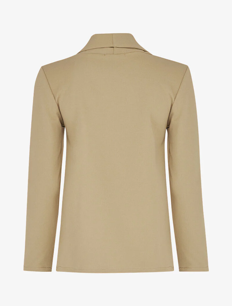 Open jas met rechte kraag met flap - Beige - Image 2