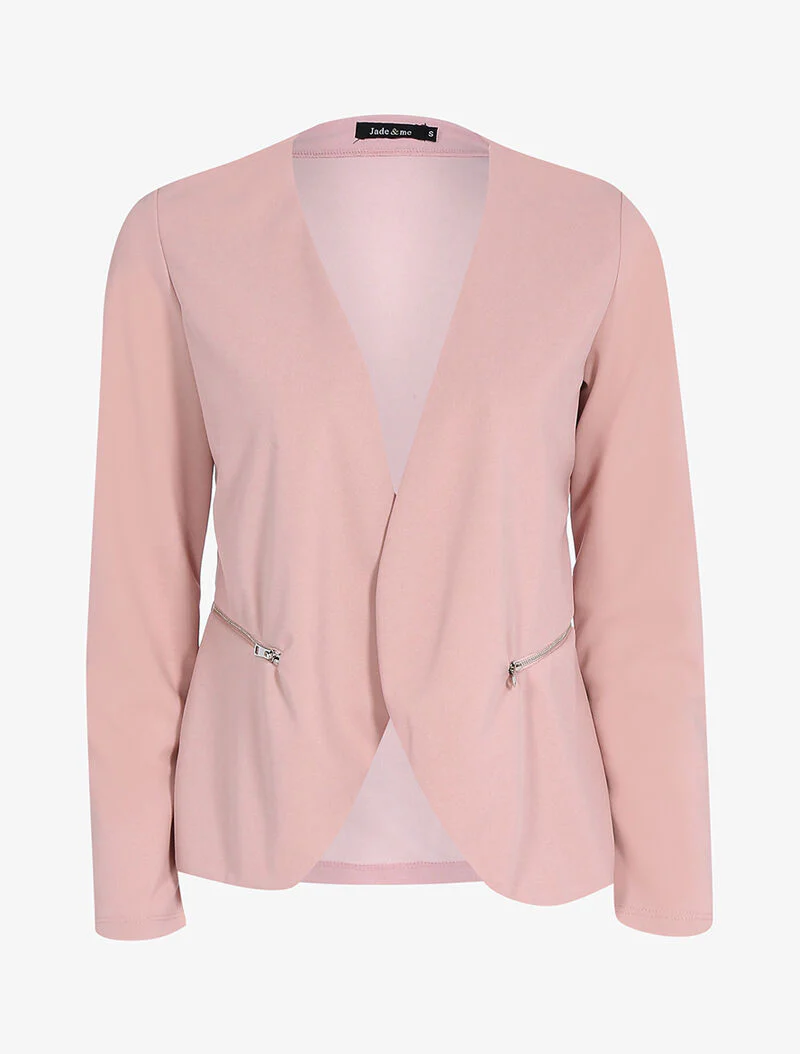 Open jas met ritszakken - roze