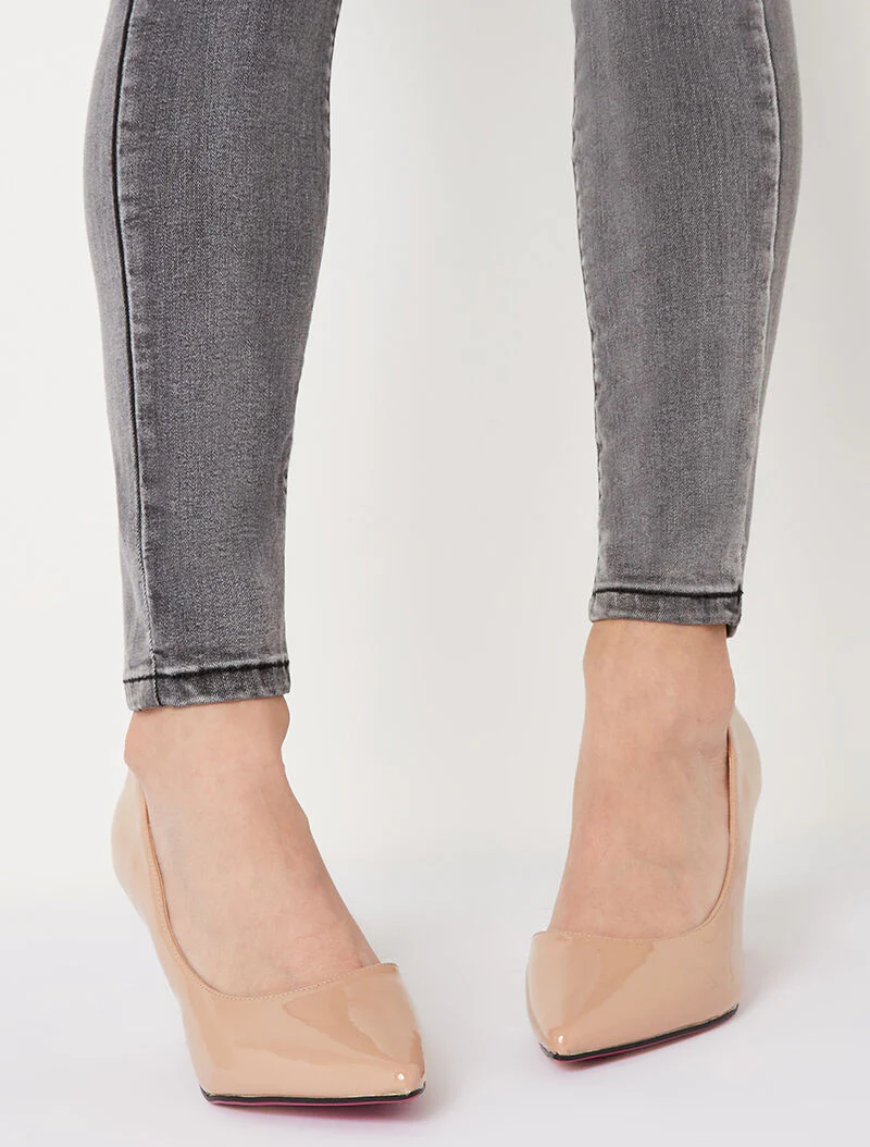 Open metallic pumps - nude