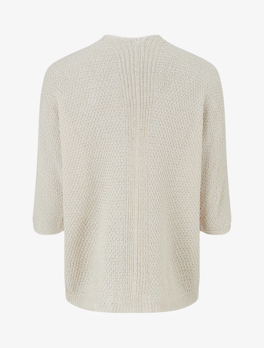 Open recht vest in breiwerk - Beige - Image 2