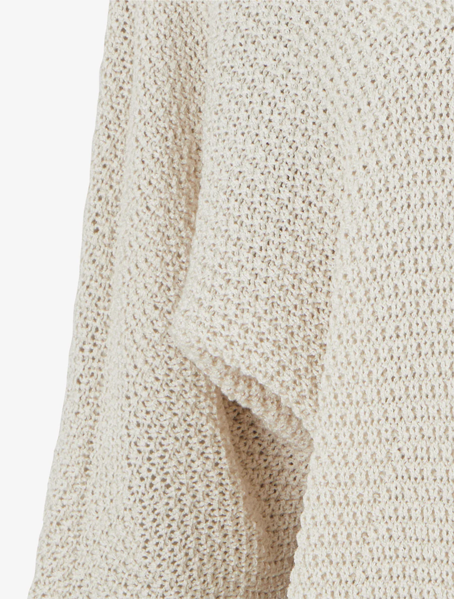 Open recht vest in breiwerk - Beige - Image 3