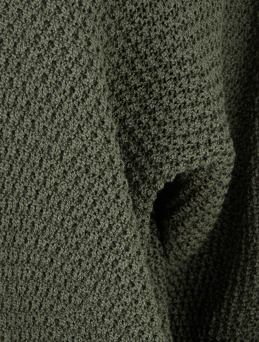 Open recht vest in breiwerk - Kaki - Image 3