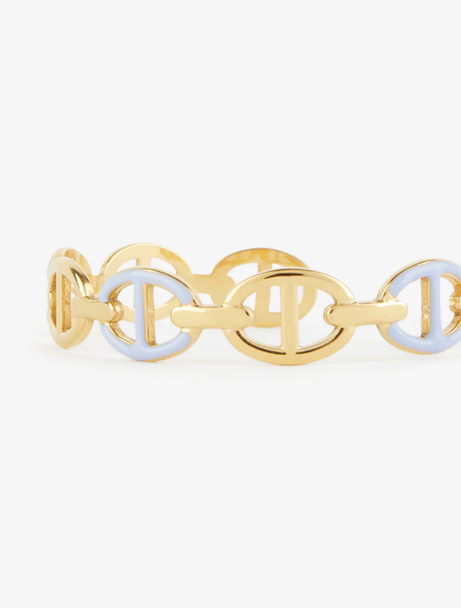 Open ring met gekleurde schakels - Lichtblauw - Image 3