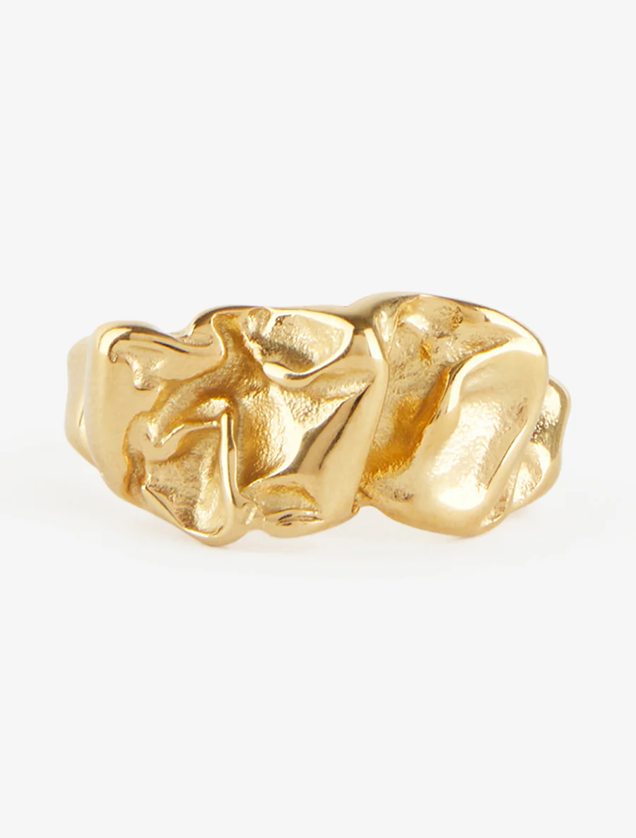 Open ring met gekreukt effect - Goud - Image 3