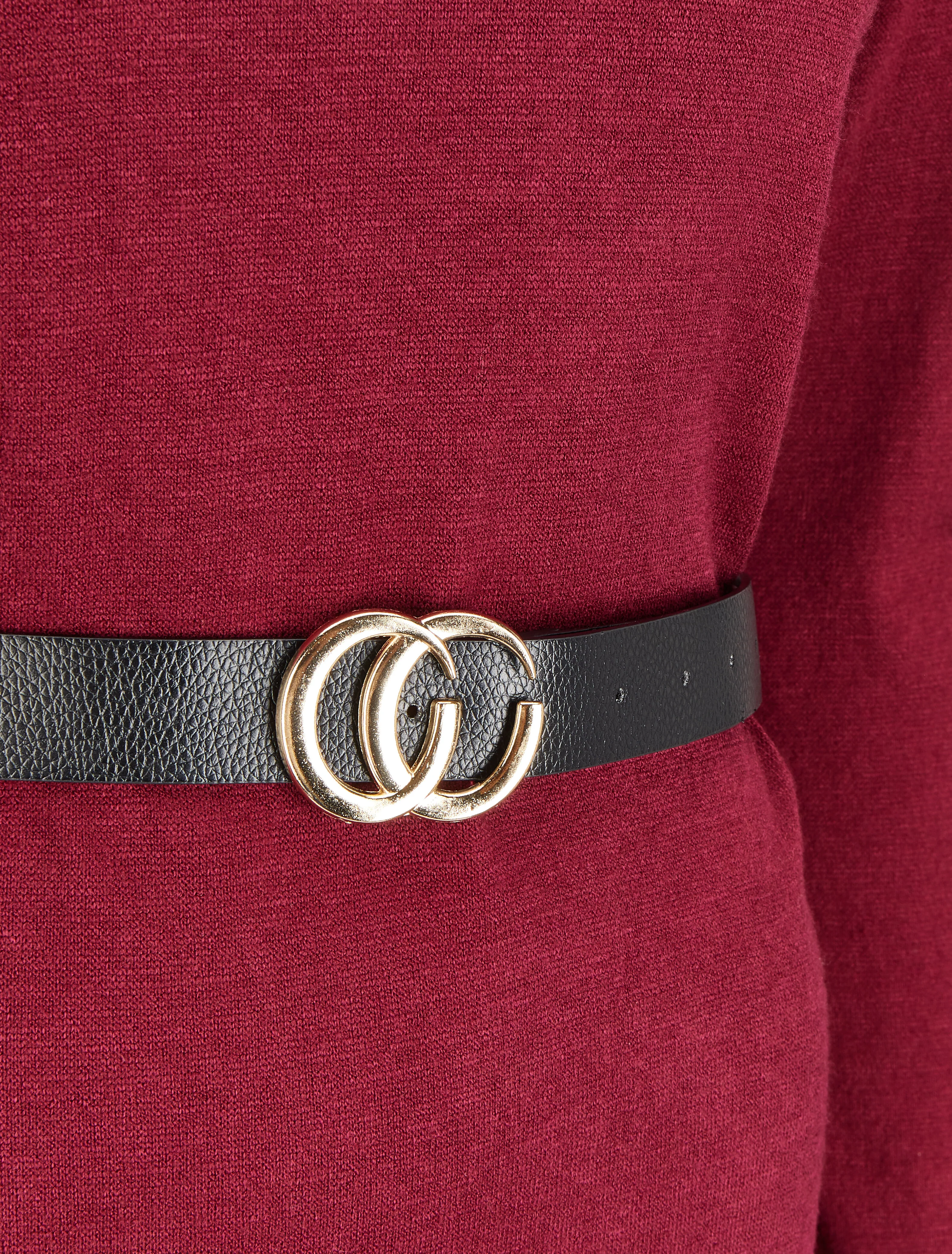 Open rug trui jurk met gedraaid detail - Bordeaux - Image 3