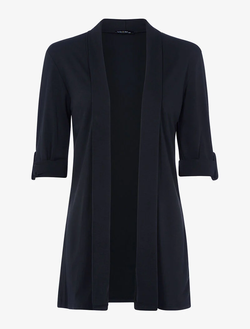 Open vest met omgeslagen mouwen - zwart