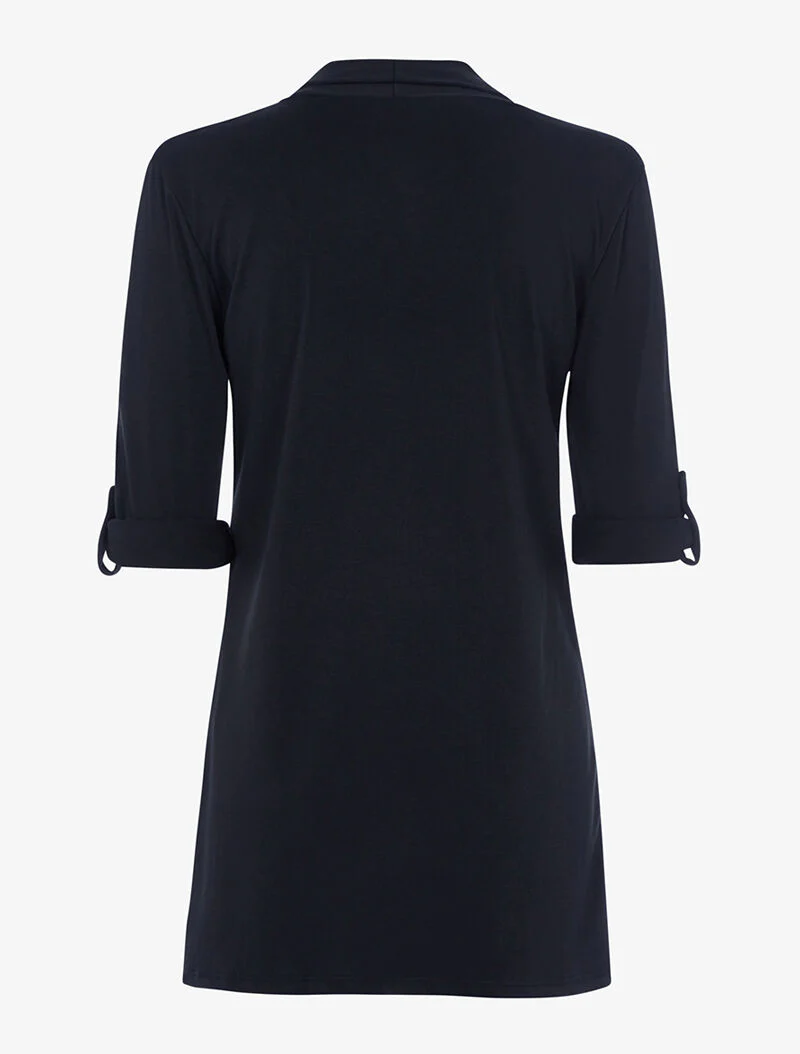 Open vest met omgeslagen mouwen - zwart - Image 2