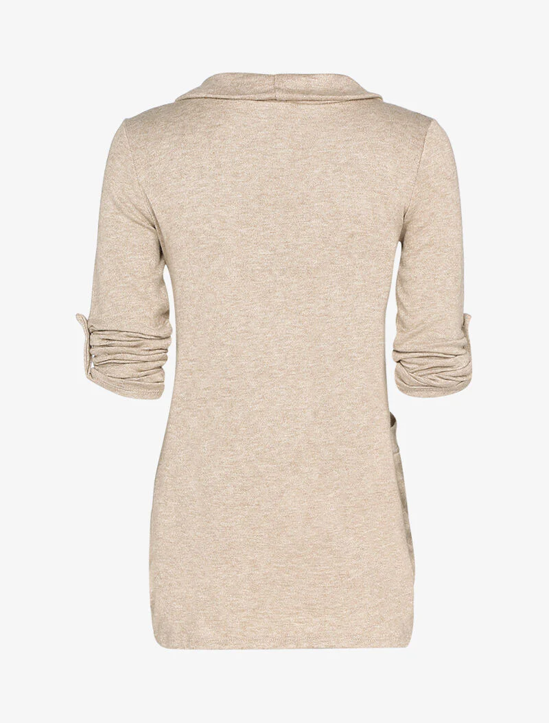 Open vest met omgeslagen mouwen - Taupe - Image 3