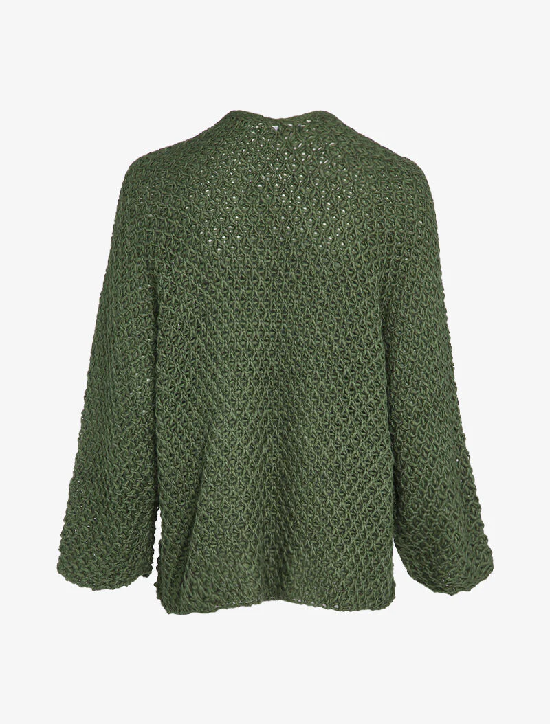 Open vest met raglanmouwen en opgestikte zakken - Kaki - Image 2