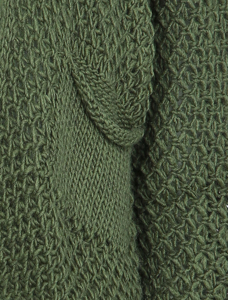 Open vest met raglanmouwen en opgestikte zakken - Kaki - Image 3