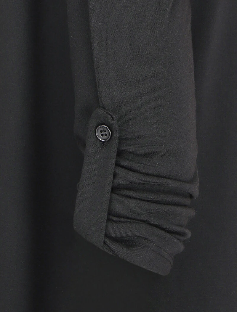 Open vest met rechte halslijn en oprolbare 3/4 mouwen - Zwart - Image 3