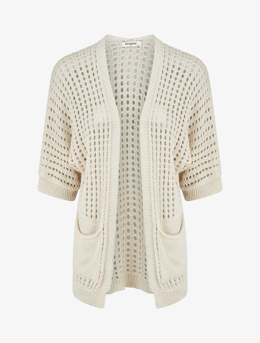 Opengewerkt vest - Beige