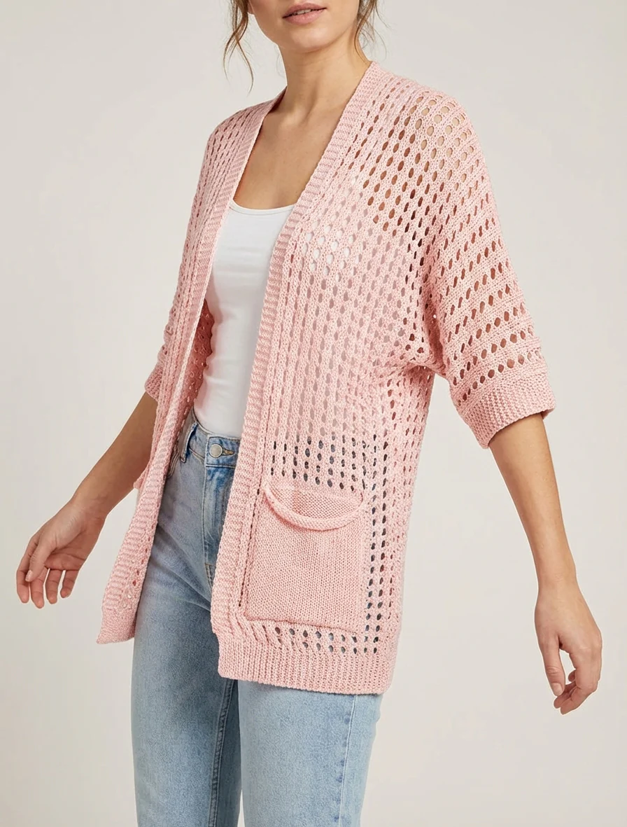 Opengewerkt vest - Roos - Image 4