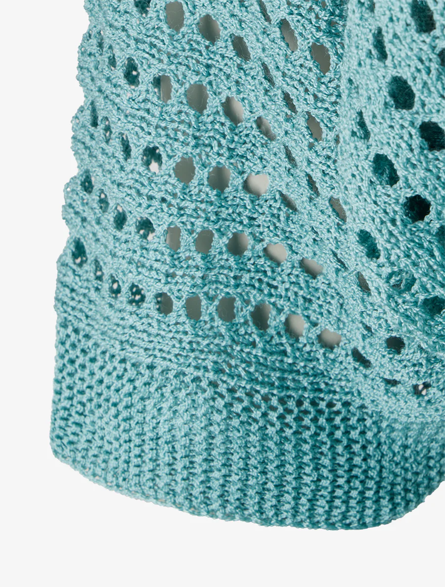 Opengewerkt vest - Turkoois - Image 3