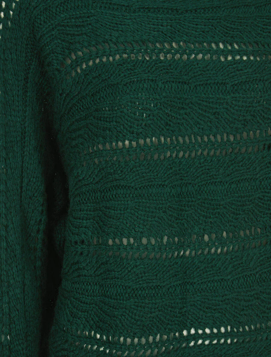 Opengewerkte dolman-trui - groen - Image 3
