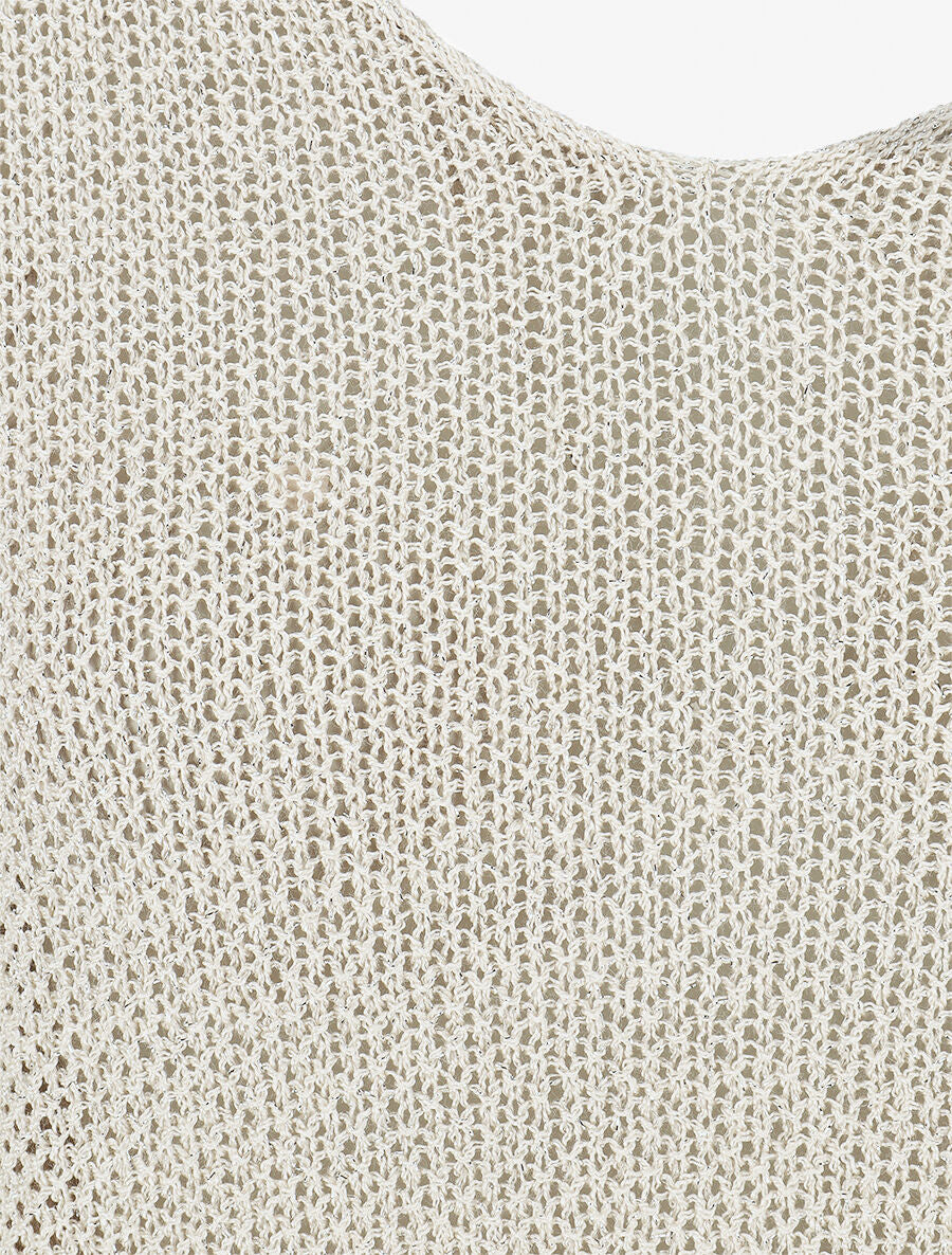 Opengewerkte trui met iriserend detail - beige - Image 3