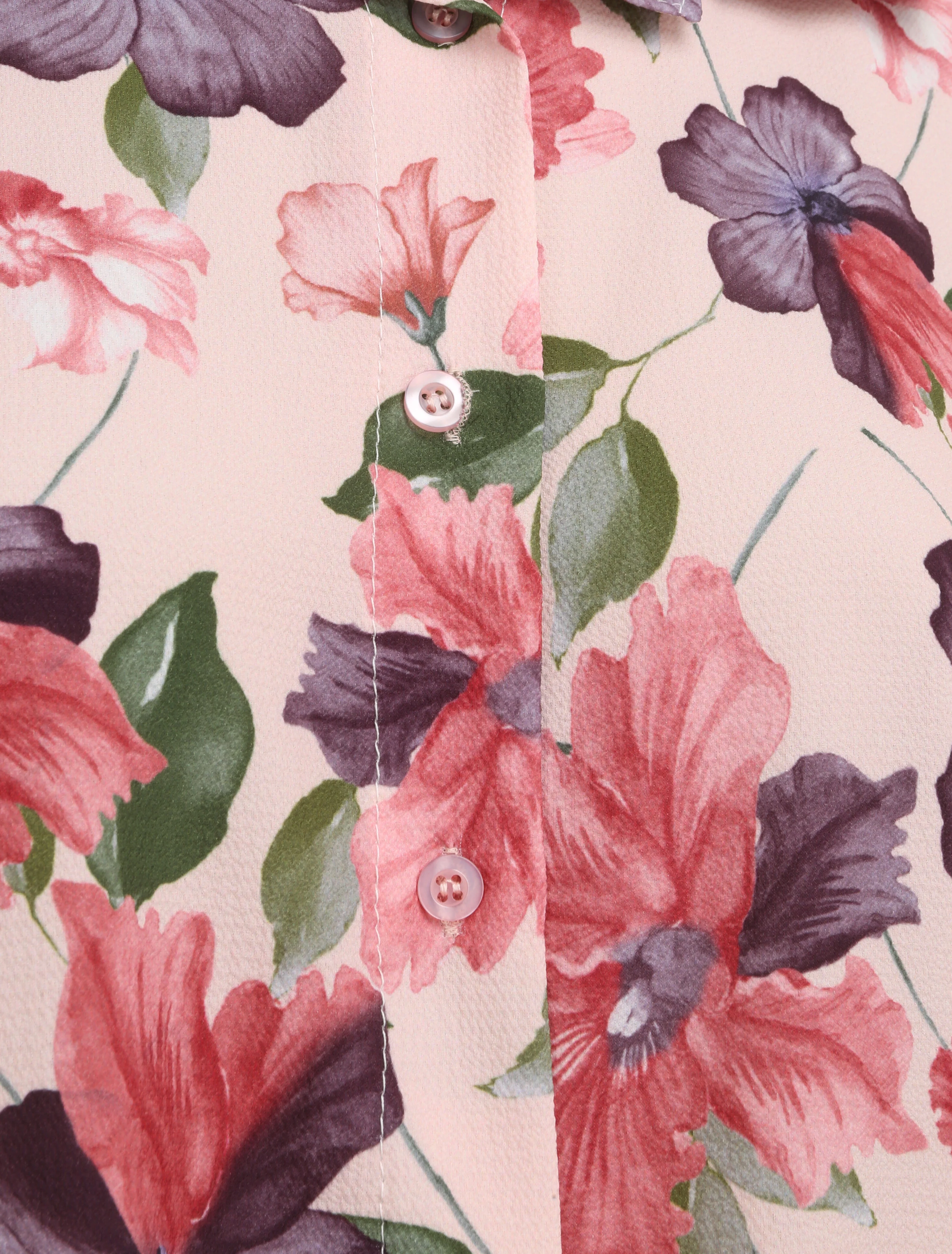 Knoopblouse met orchideeënprint - Lichtroze - Image 3