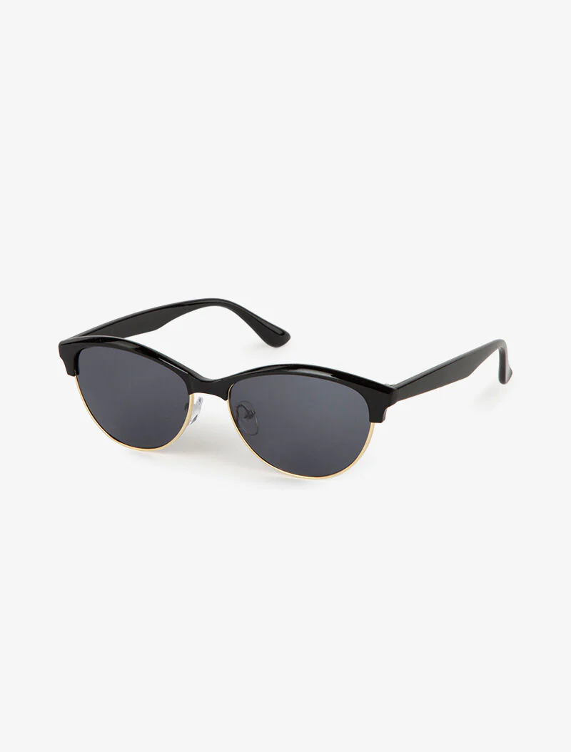 Ovale clubmaster stijl bril - zwart