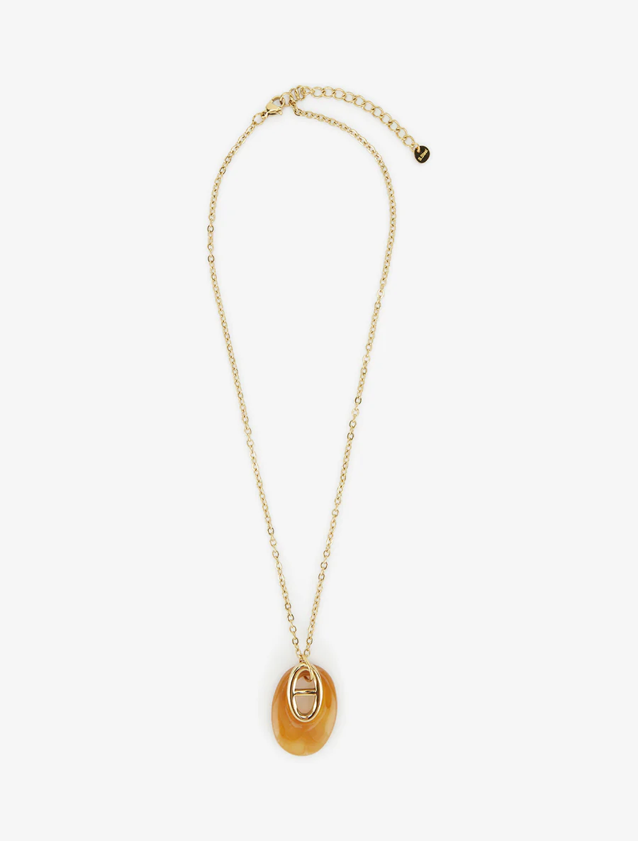Ovale hanger ketting - Goud/kameel - Image 2