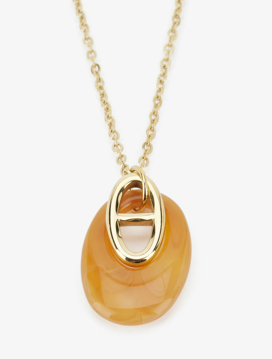 Ovale hanger ketting - Goud/kameel - Image 3