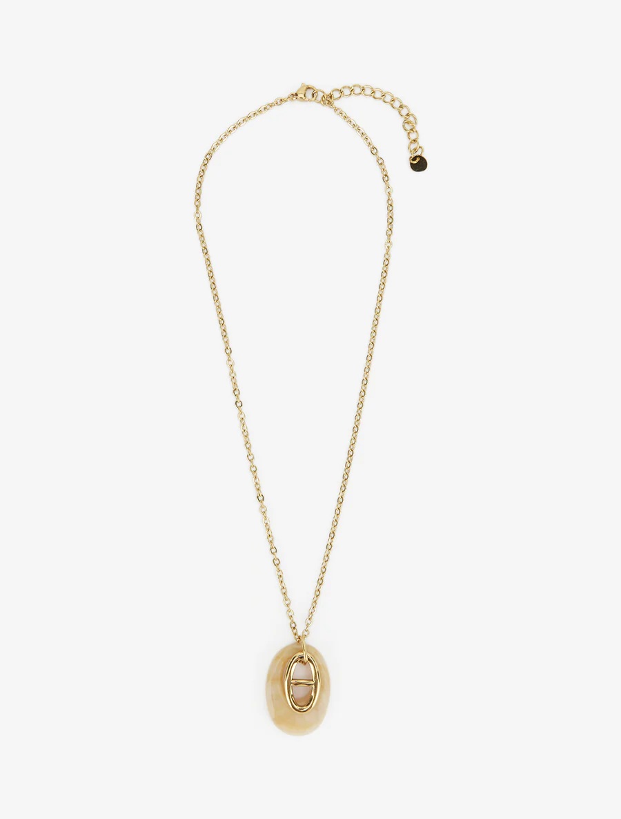 Ovale hanger ketting - Goud/beige - Image 2