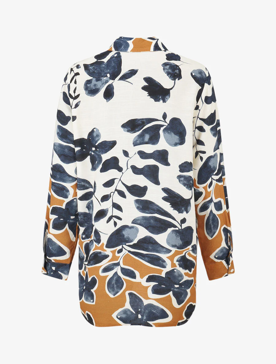 Overhemd en broek met bloemen print - Marine - Image 4