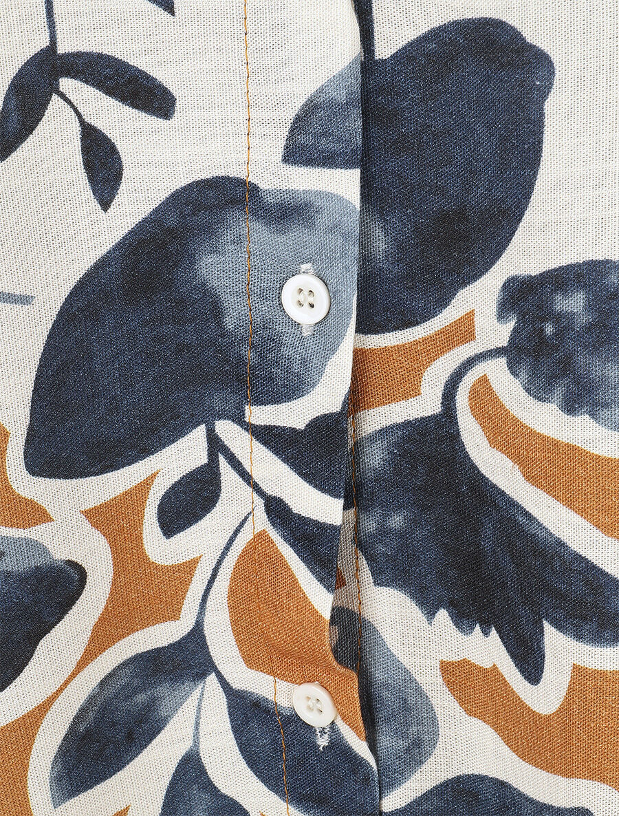 Overhemd en broek met bloemen print - Marine - Image 5