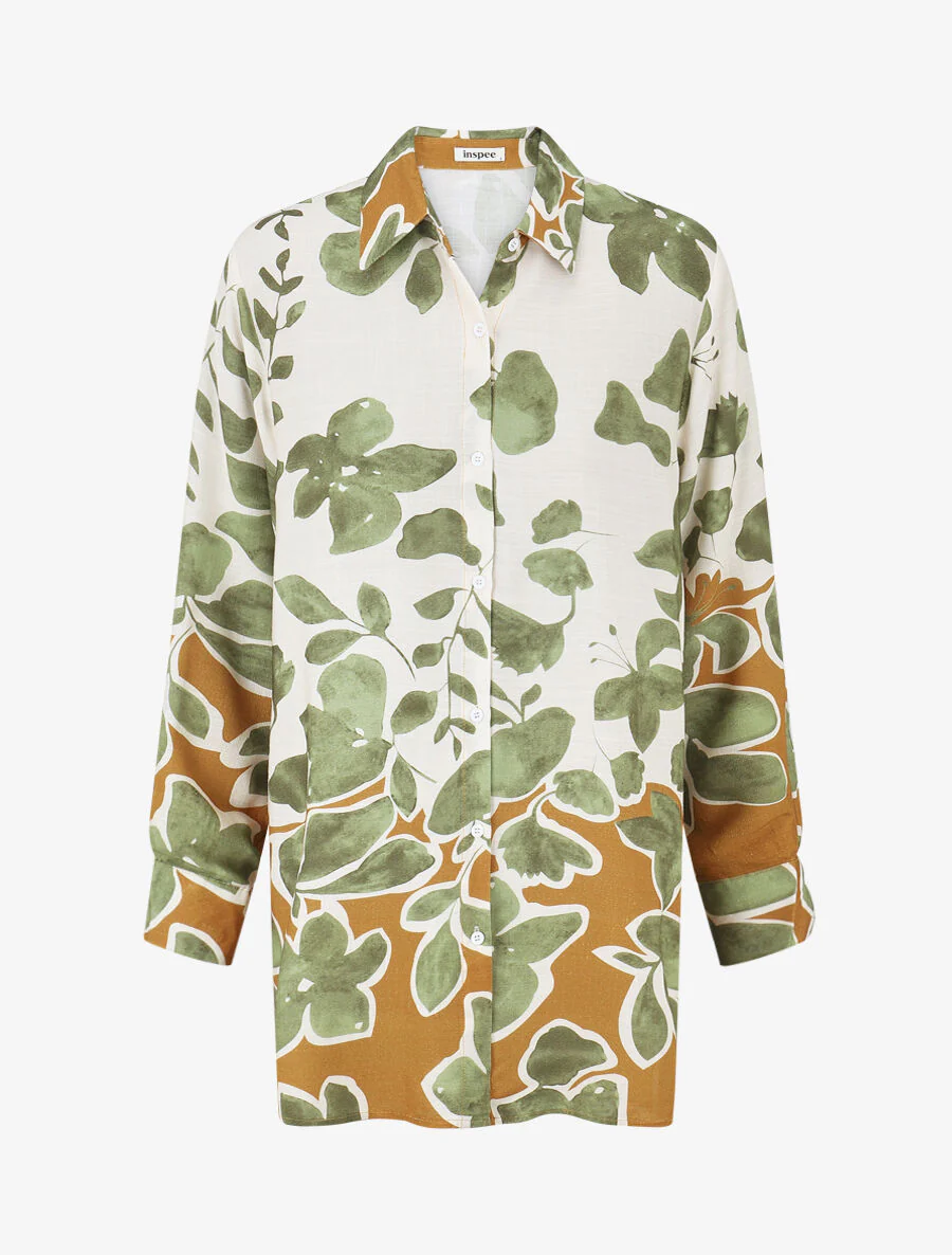 Overhemd en broek met bloemen print - Groen - Image 3