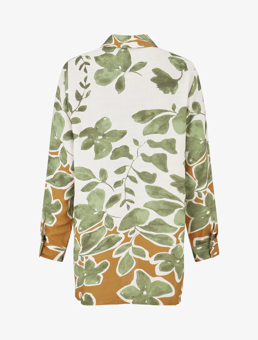 Overhemd en broek met bloemen print - Groen - Image 4