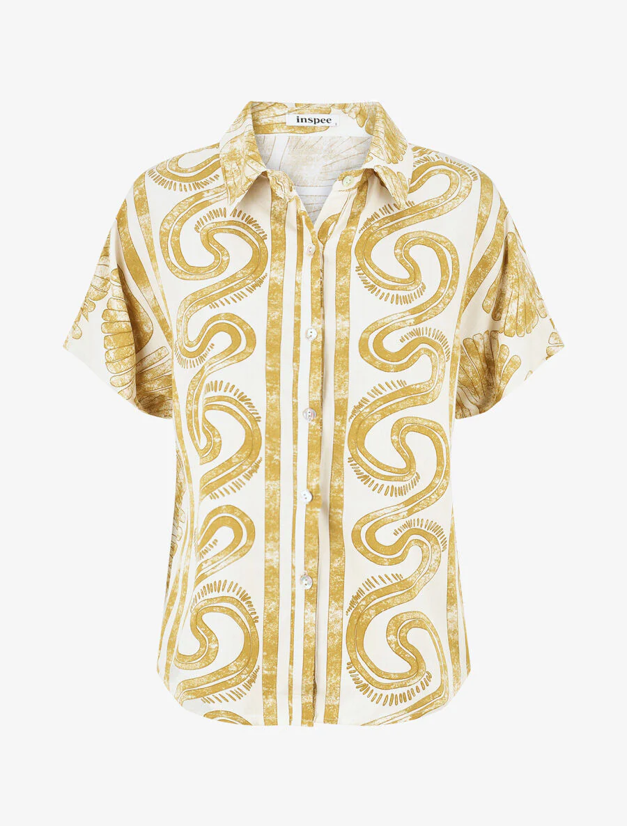 Overhemd en broek met fantasieprint - Mosterd - Image 3