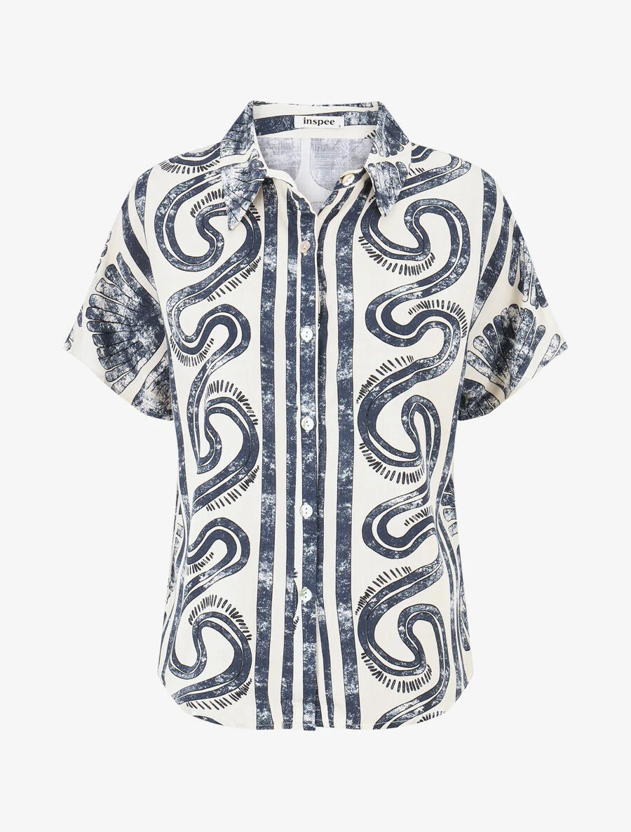 Overhemd en broek met fantasieprint - Marineblauw - Image 3