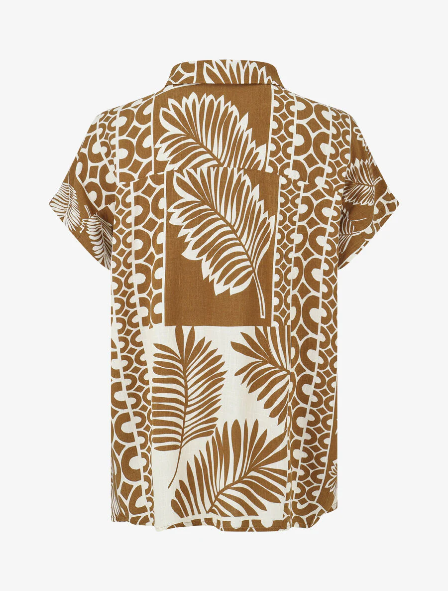 Overhemd en broek met tropische print - Bruin - Image 4