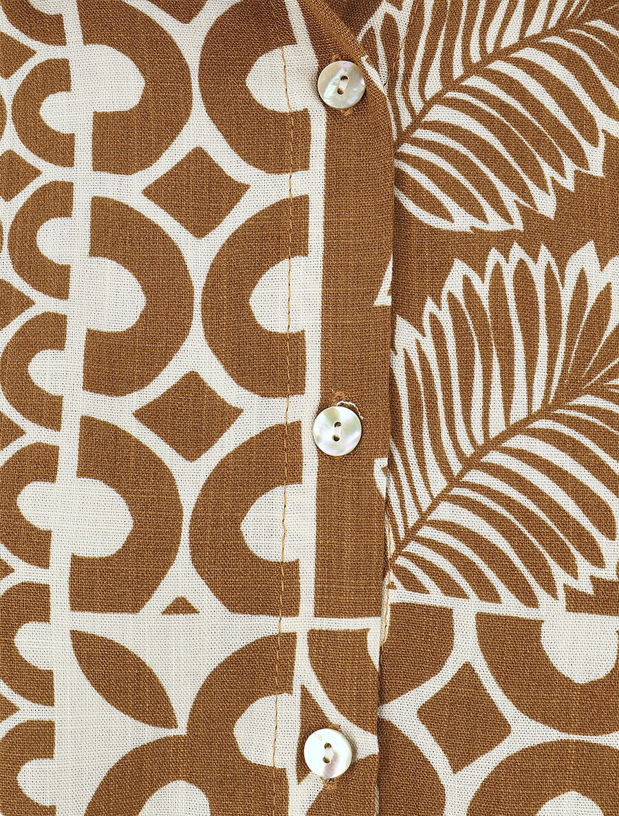 Overhemd en broek met tropische print - Bruin - Image 5