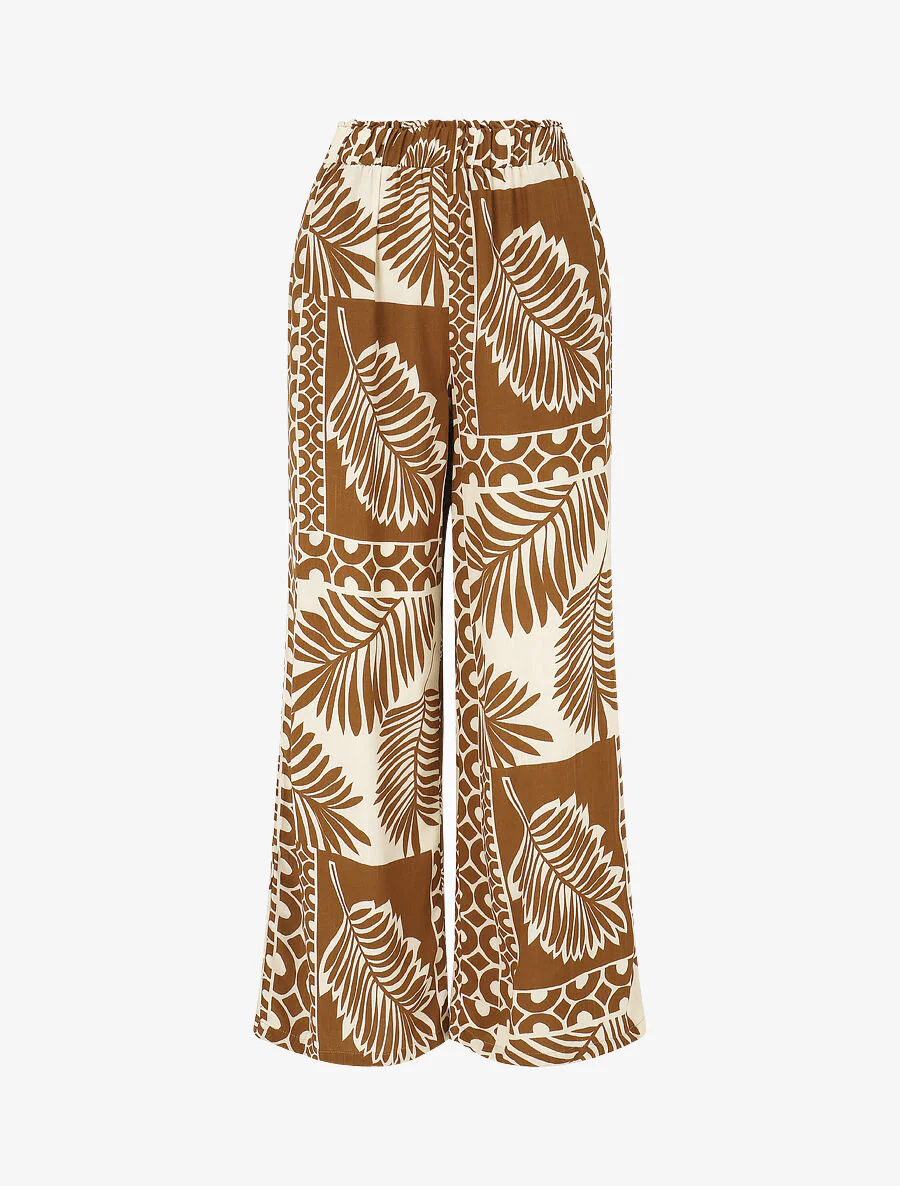 Overhemd en broek met tropische print - Bruin - Image 6