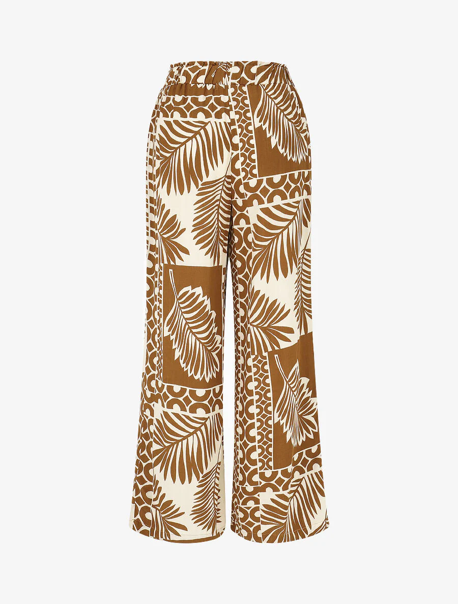 Overhemd en broek met tropische print - Bruin - Image 7