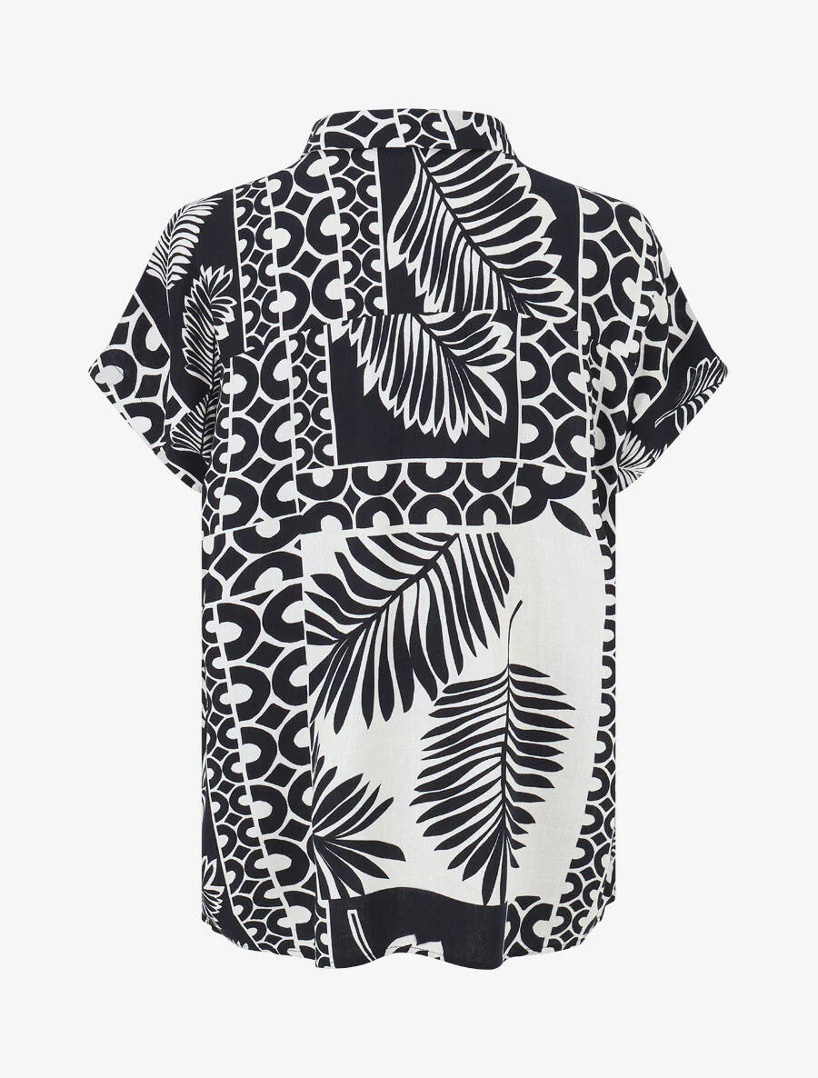 Overhemd en broek met tropische print - Donkerblauw - Image 4