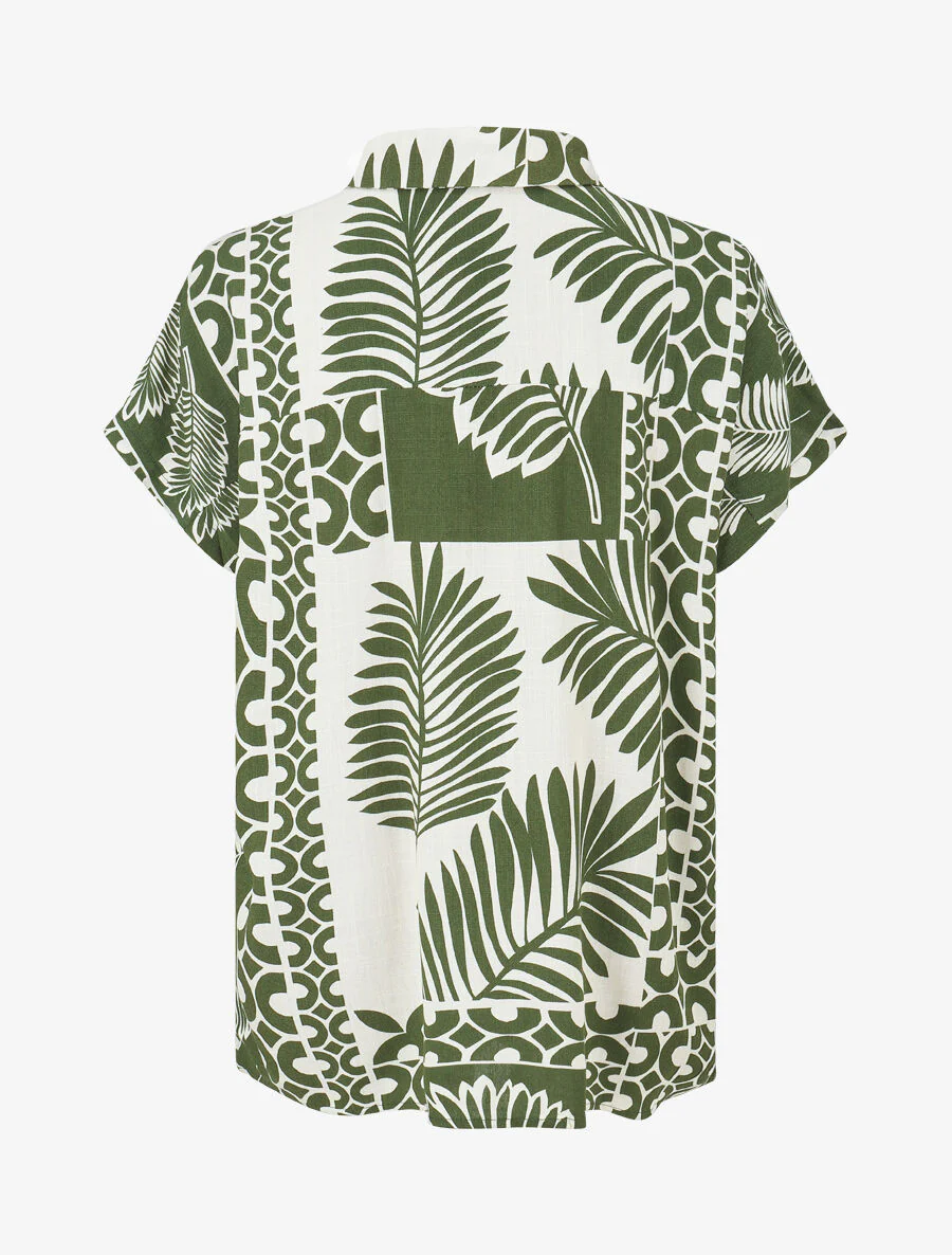 Overhemd en broek met tropische print - Kakigroen - Image 4