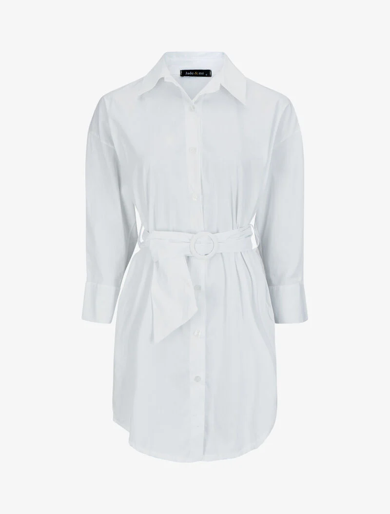 Oversized popeline overhemdjurk - Wit