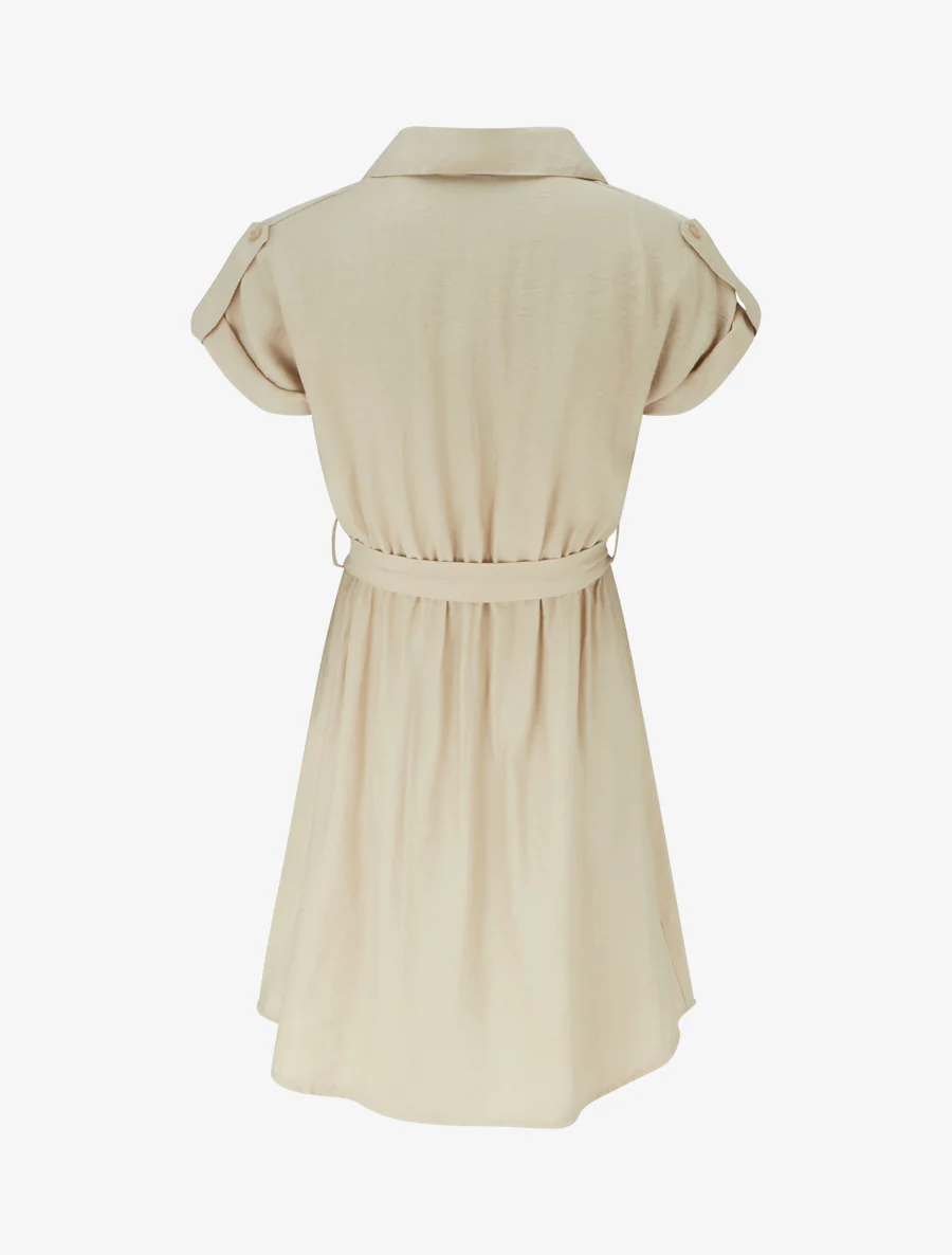 Overhemdjurk met korte mouwen - Beige - Image 2