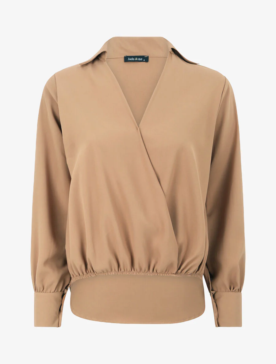 Oversized asymmetrische blouse - Kameel
