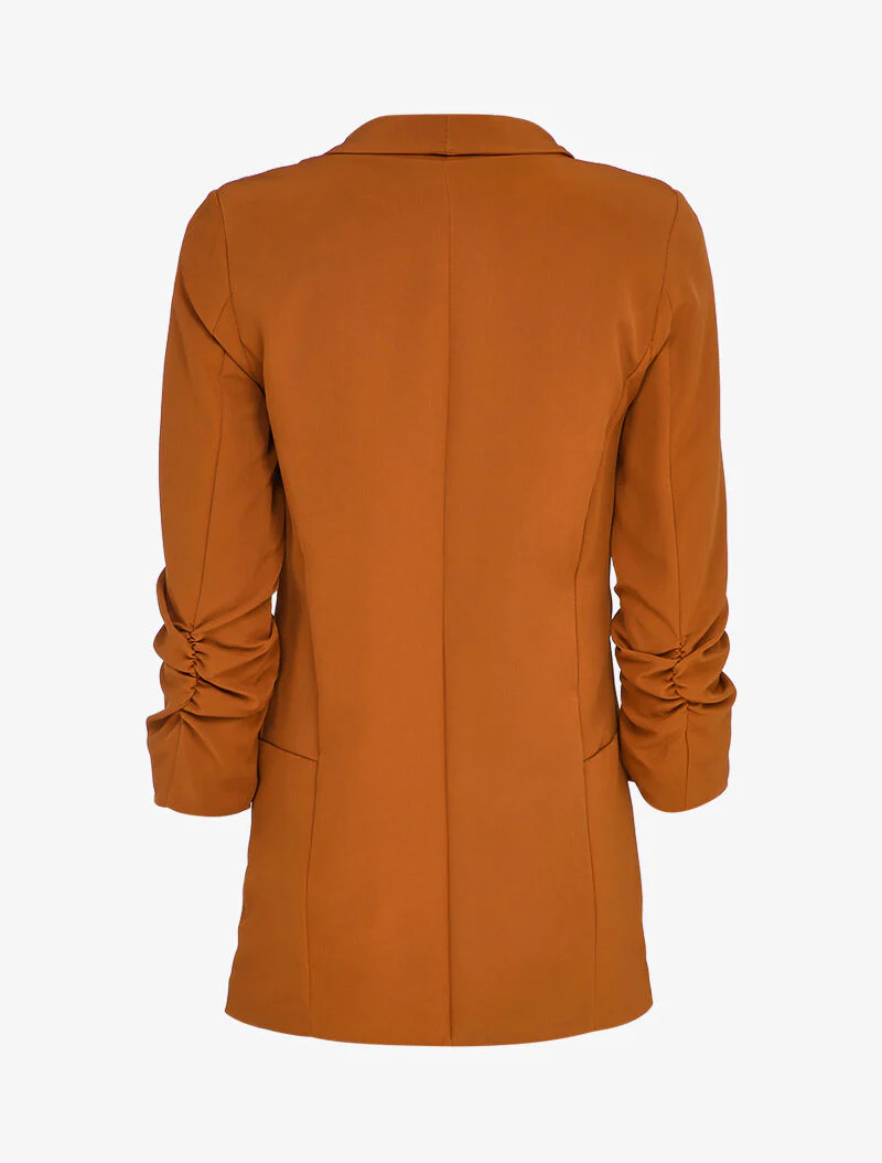Oversized blazer met geplooide elleboogmouwen - Camel - Image 2