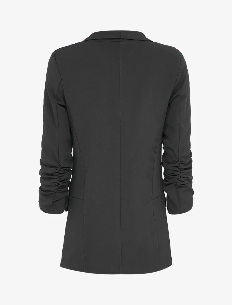 Oversized blazer met geplooide elleboogmouwen - Zwart - Image 2
