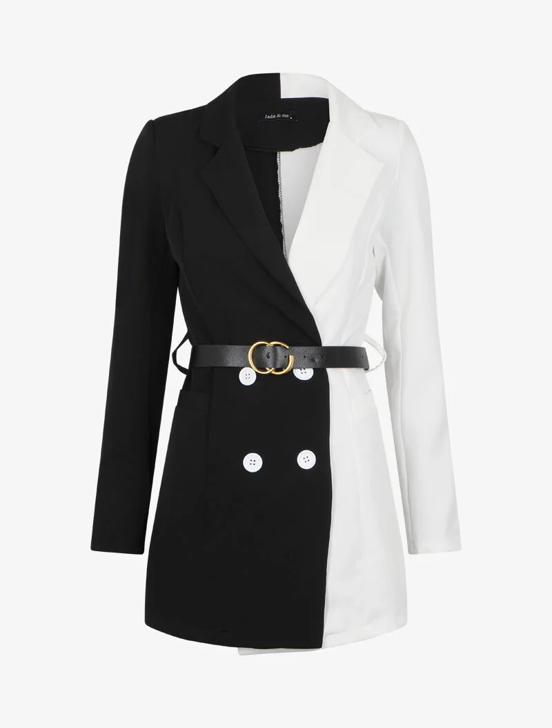 Oversized color block jas - Zwart/wit