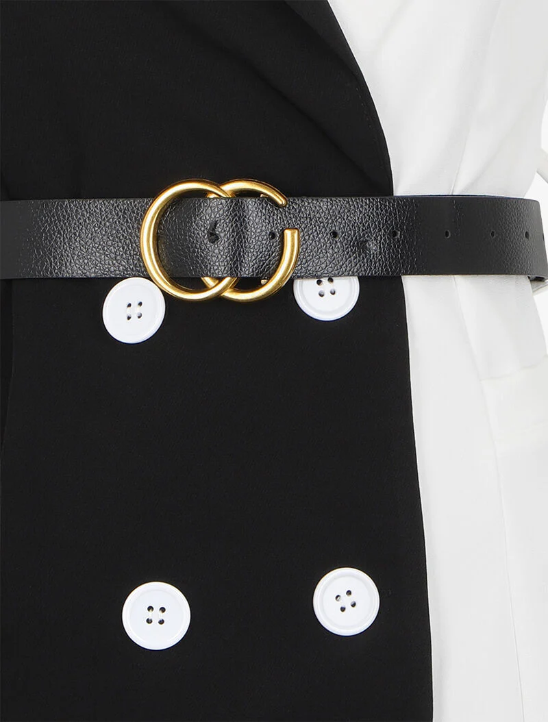 Oversized color block jas - Zwart/wit - Image 3