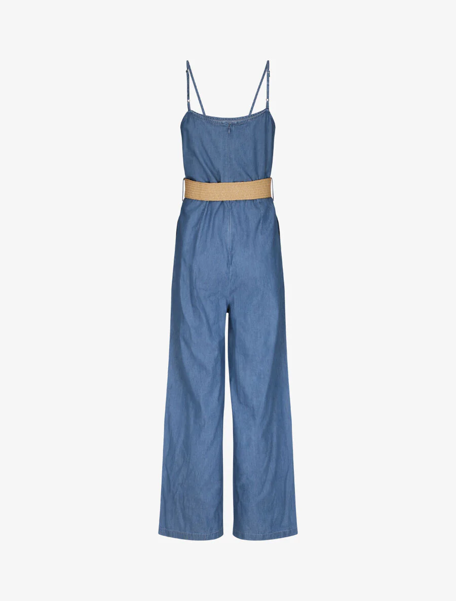 Oversized effen denim jumpsuit - Blauw - Image 2