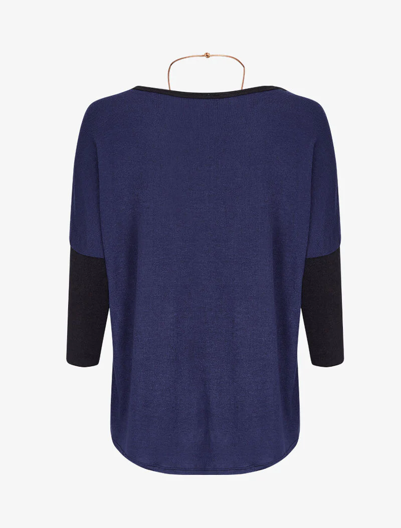 Oversized dolman trui met lange ketting - Marine - Image 2