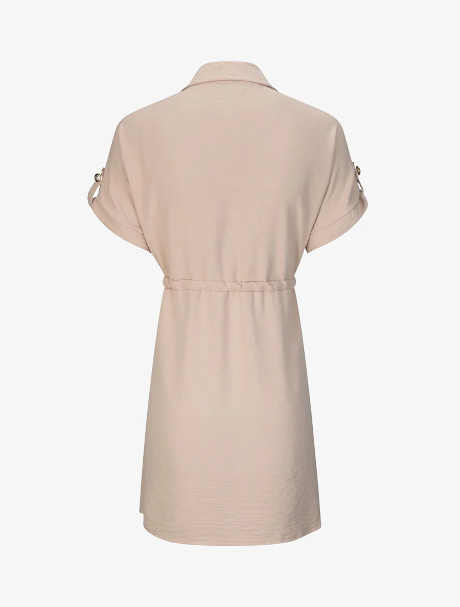 Oversized eenvoudige korte mouw shirtjurk - beige - Image 3
