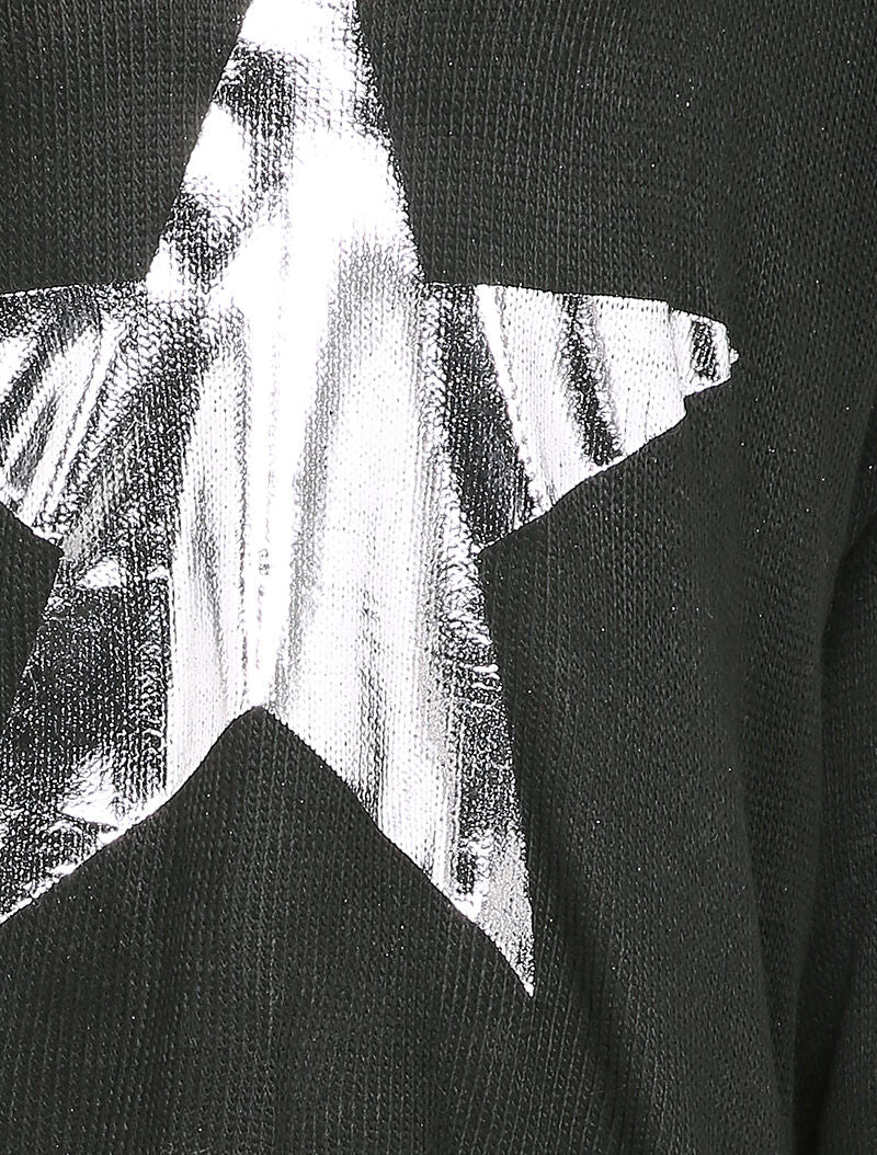 Lange oversized trui met zilveren sterpatroon - Zwart - Image 3